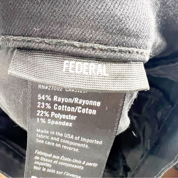 ✅ PAIGE BLACK FEDERAL JEANS SIZE 32 SLIM STRAIGHT LEG - Picture 6 of 7